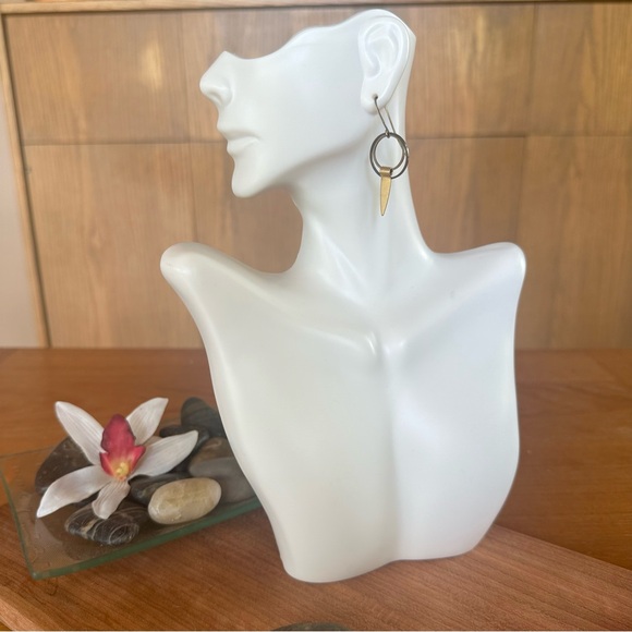 BOHO GEO Jewelry - Tiny Circle Sacred Geometry Aztec Art Antique Brass Bohemian Statement Earrings